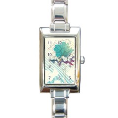 Flower Rose Purple Sunflower Lotus Rectangle Italian Charm Watch