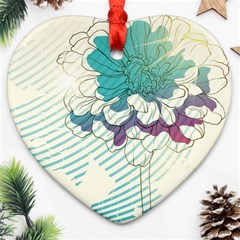 Flower Rose Purple Sunflower Lotus Ornament (heart) by Mariart