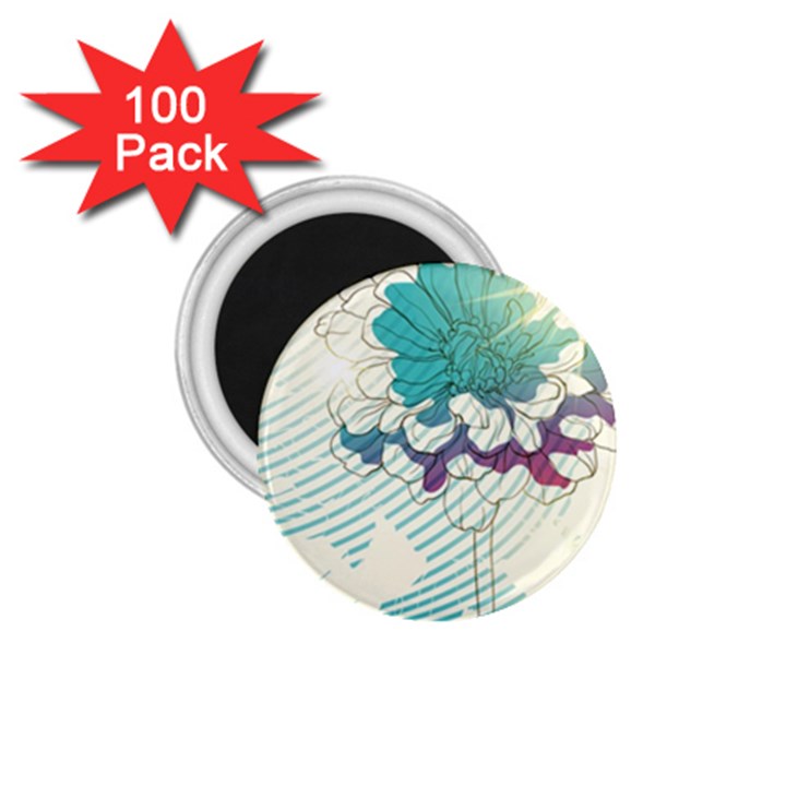 Flower Rose Purple Sunflower Lotus 1.75  Magnets (100 pack) 