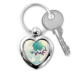 Flower Rose Purple Sunflower Lotus Key Chains (heart)  by Mariart