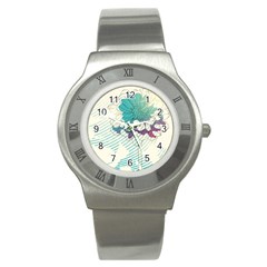 Flower Rose Purple Sunflower Lotus Stainless Steel Watch