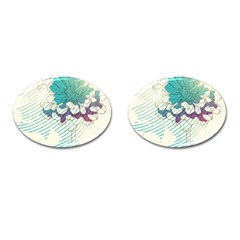 Flower Rose Purple Sunflower Lotus Cufflinks (oval)