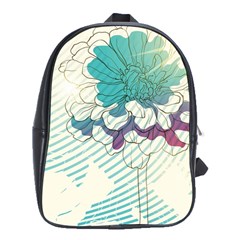 Flower Rose Purple Sunflower Lotus School Bag (xl)