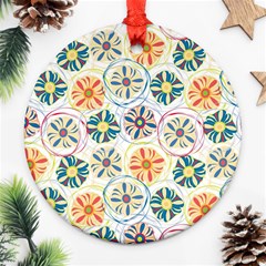 Flower Rainbow Fan Sunflower Circle Sexy Ornament (round)