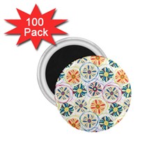 Flower Rainbow Fan Sunflower Circle Sexy 1 75  Magnets (100 Pack) 