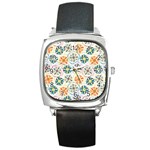 Flower Rainbow Fan Sunflower Circle Sexy Square Metal Watch Front