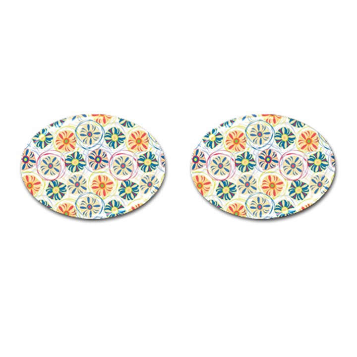 Flower Rainbow Fan Sunflower Circle Sexy Cufflinks (Oval)