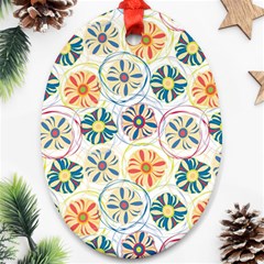 Flower Rainbow Fan Sunflower Circle Sexy Oval Ornament (two Sides) by Mariart