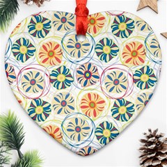 Flower Rainbow Fan Sunflower Circle Sexy Heart Ornament (two Sides)