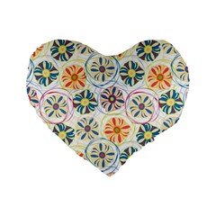 Flower Rainbow Fan Sunflower Circle Sexy Standard 16  Premium Heart Shape Cushions