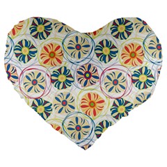 Flower Rainbow Fan Sunflower Circle Sexy Large 19  Premium Heart Shape Cushions