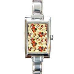 Flower Seed Rainbow Rose Rectangle Italian Charm Watch