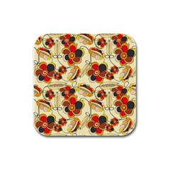 Flower Seed Rainbow Rose Rubber Square Coaster (4 Pack) 