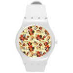 Flower Seed Rainbow Rose Round Plastic Sport Watch (M) Front