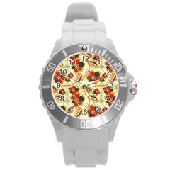 Flower Seed Rainbow Rose Round Plastic Sport Watch (l)