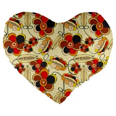 Flower Seed Rainbow Rose Large 19  Premium Heart Shape Cushions