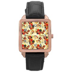 Flower Seed Rainbow Rose Rose Gold Leather Watch  by Mariart