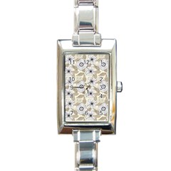 Flower Rose Sunflower Gray Star Rectangle Italian Charm Watch by Mariart