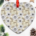 Flower Rose Sunflower Gray Star Ornament (Heart) Front