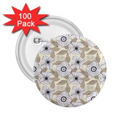 Flower Rose Sunflower Gray Star 2 25  Buttons (100 Pack)  by Mariart