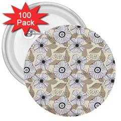 Flower Rose Sunflower Gray Star 3  Buttons (100 Pack)  by Mariart