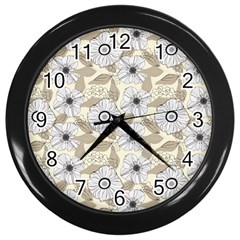 Flower Rose Sunflower Gray Star Wall Clocks (black)