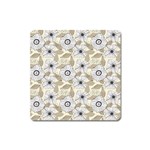 Flower Rose Sunflower Gray Star Square Magnet Front