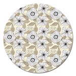 Flower Rose Sunflower Gray Star Magnet 5  (Round) Front