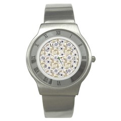 Flower Rose Sunflower Gray Star Stainless Steel Watch by Mariart