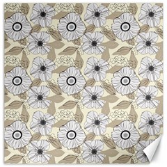 Flower Rose Sunflower Gray Star Canvas 12  X 12   by Mariart