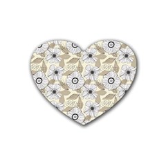 Flower Rose Sunflower Gray Star Rubber Coaster (heart) 