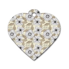 Flower Rose Sunflower Gray Star Dog Tag Heart (one Side) by Mariart