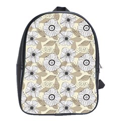 Flower Rose Sunflower Gray Star School Bag (large)