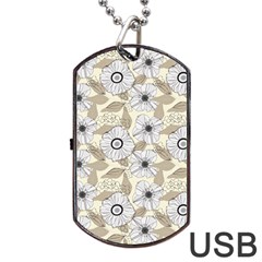 Flower Rose Sunflower Gray Star Dog Tag Usb Flash (one Side)