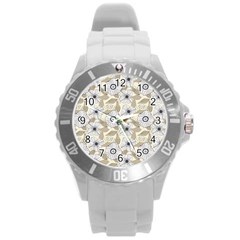 Flower Rose Sunflower Gray Star Round Plastic Sport Watch (l) by Mariart