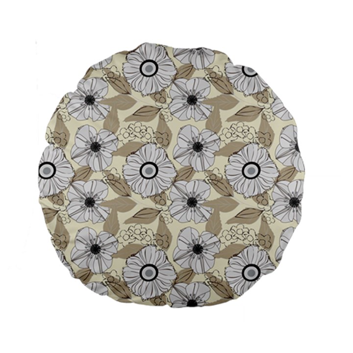 Flower Rose Sunflower Gray Star Standard 15  Premium Round Cushions