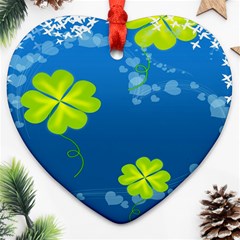 Flower Shamrock Green Blue Sexy Ornament (heart)