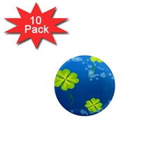 Flower Shamrock Green Blue Sexy 1  Mini Magnet (10 Pack) 