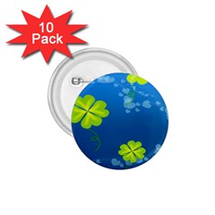 Flower Shamrock Green Blue Sexy 1 75  Buttons (10 Pack)