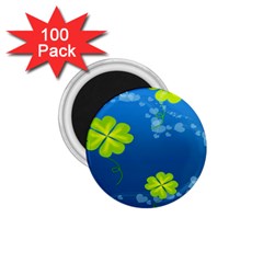 Flower Shamrock Green Blue Sexy 1 75  Magnets (100 Pack) 