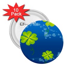 Flower Shamrock Green Blue Sexy 2 25  Buttons (10 Pack) 