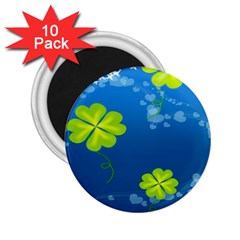 Flower Shamrock Green Blue Sexy 2 25  Magnets (10 Pack) 