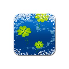 Flower Shamrock Green Blue Sexy Rubber Square Coaster (4 Pack) 