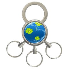 Flower Shamrock Green Blue Sexy 3-ring Key Chains by Mariart