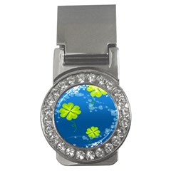 Flower Shamrock Green Blue Sexy Money Clips (cz)  by Mariart