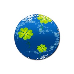 Flower Shamrock Green Blue Sexy Rubber Coaster (round) 