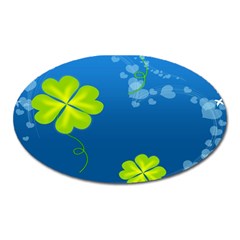 Flower Shamrock Green Blue Sexy Oval Magnet