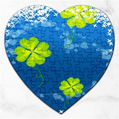 Flower Shamrock Green Blue Sexy Jigsaw Puzzle (heart) by Mariart