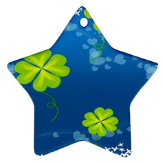 Flower Shamrock Green Blue Sexy Star Ornament (two Sides)