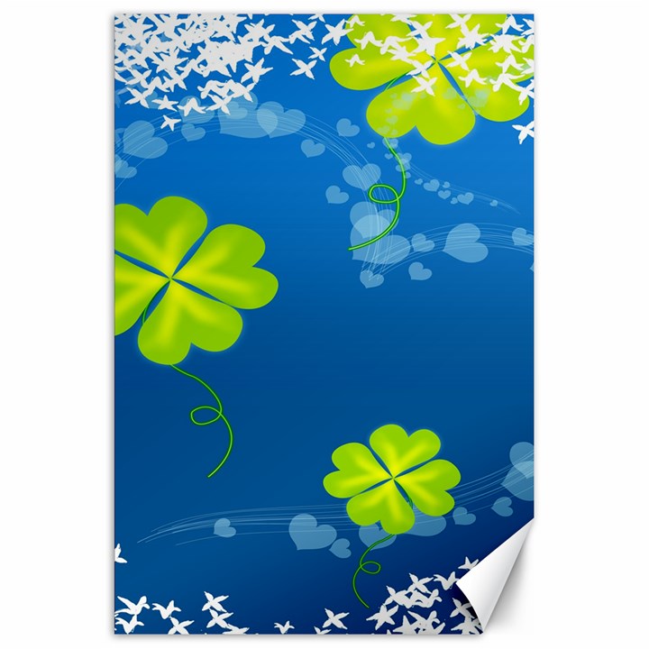 Flower Shamrock Green Blue Sexy Canvas 20  x 30  